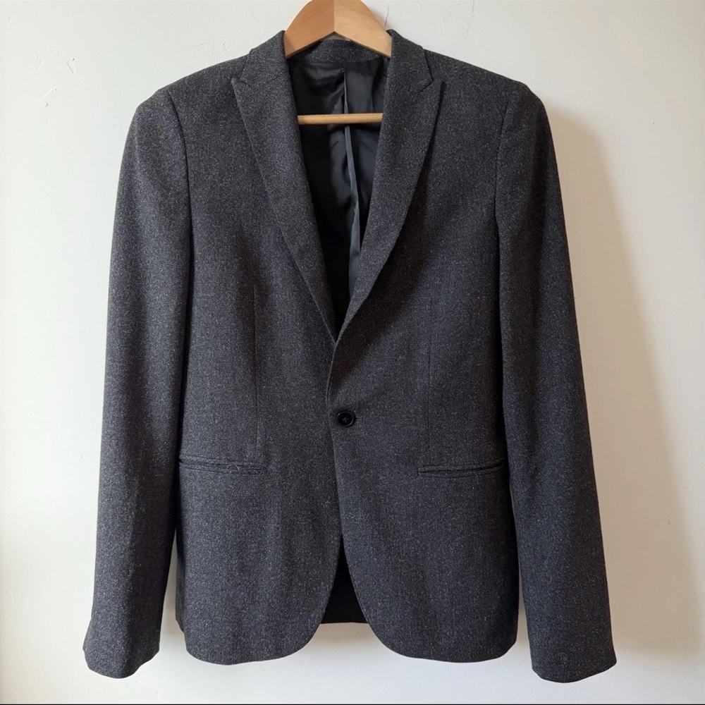 Guess Los Angeles Men’s Grey Skinny Fit One-Button Blazer Size 36 Modern Jacket